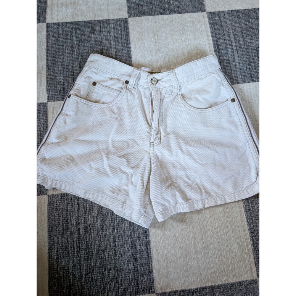 Vintage Bullhead Venus Girl Trap Cream Corduroy High Waisted Side Zip Shorts 7